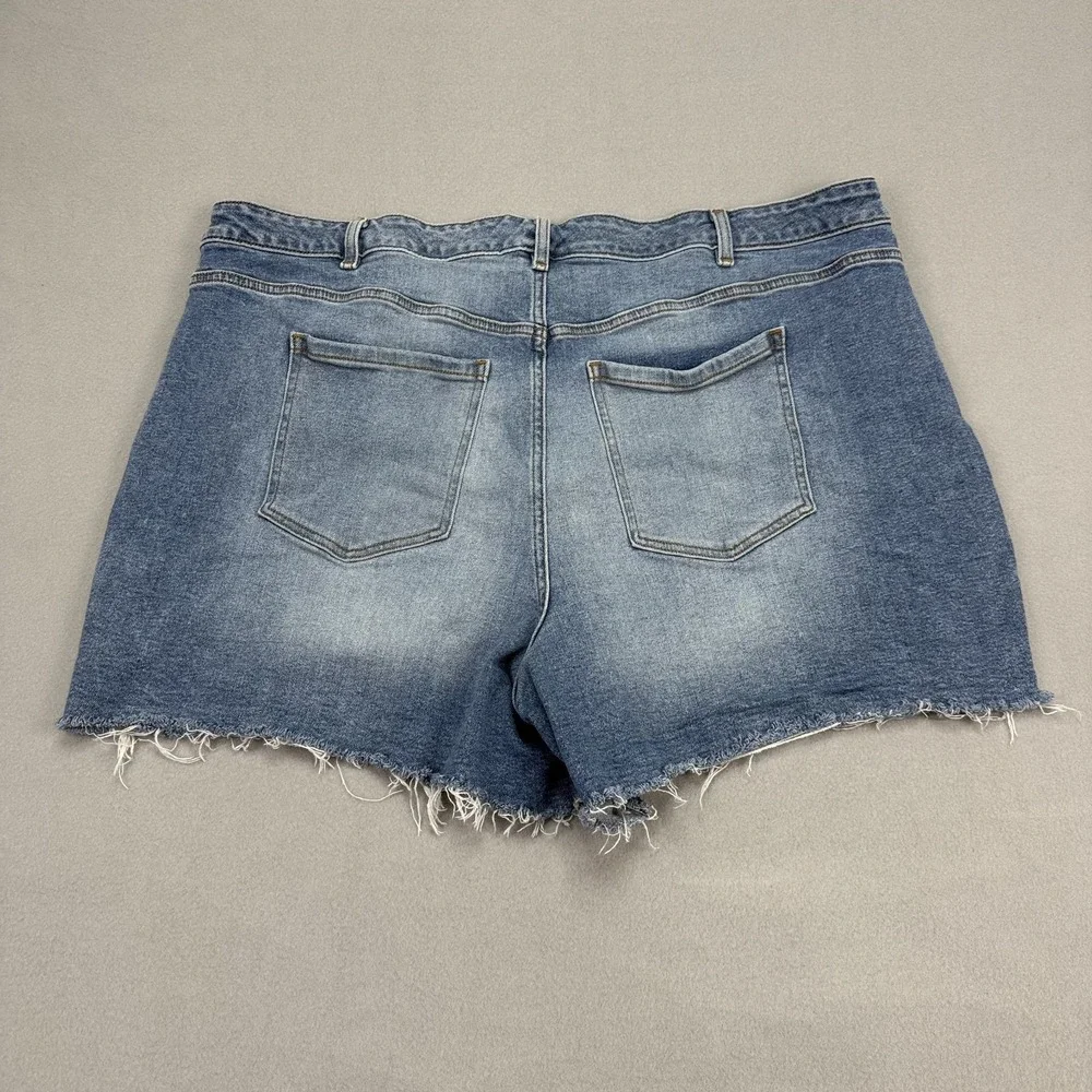 Lane Bryant Cut Off Denim Shorts Womens Size 24 Short Embroidered Floral Frayed